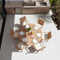 Thumbnail: 150 cm Round Teak Dining Set UK – 6 Oxford Stacking Chairs and Lazy Susan for slae in a uk garden center