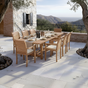 Thumbnail: Teak Rectangle 180-240cm Extending Table 4cm Top (8 Oxford Stacking Chairs) Cushions included for sale in a uk garden center