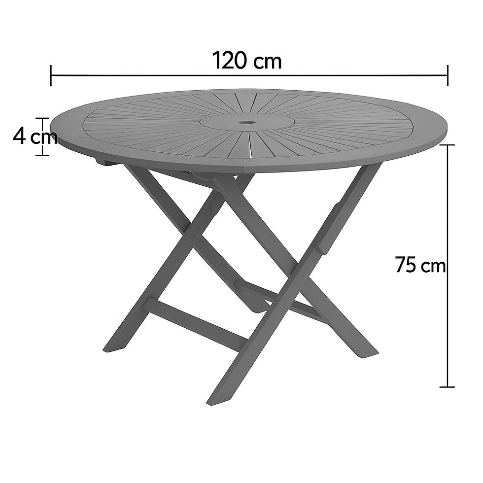 Thumbnail: 120cm Sunshine Folding Table with 6 Hampton Folding Chairs - Teak DiningSet