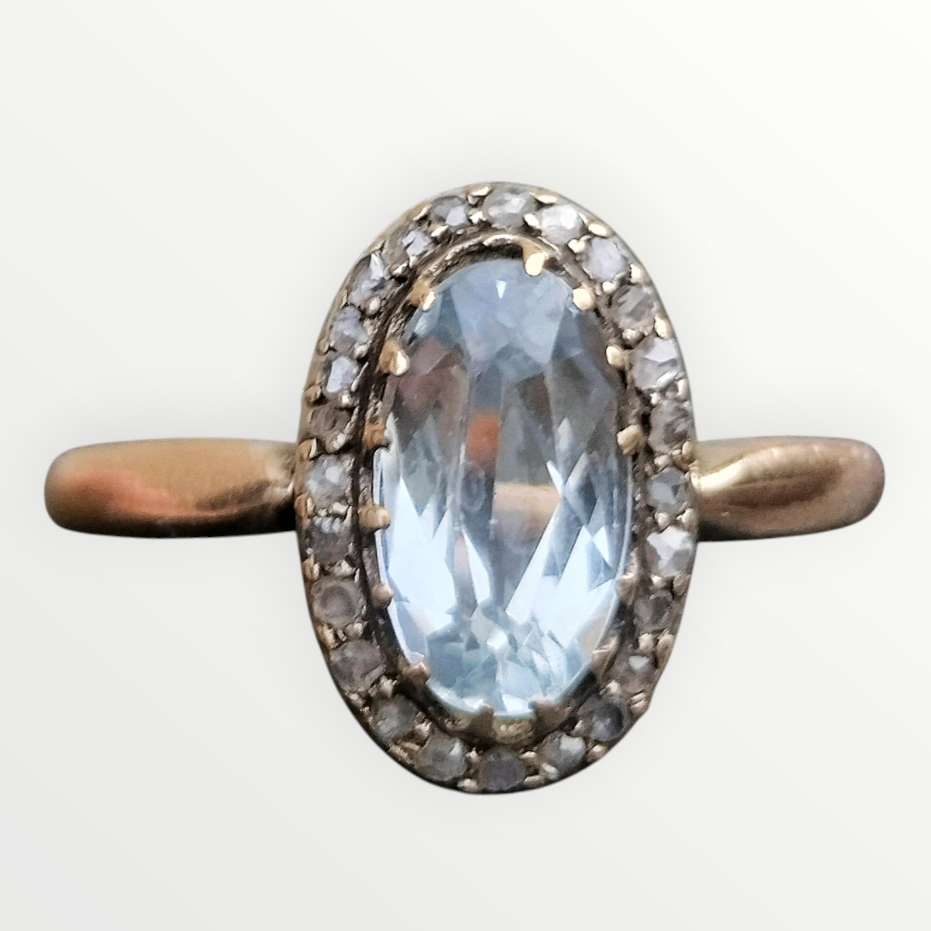 Antique Spinel Diamond Ring 14ct Gold