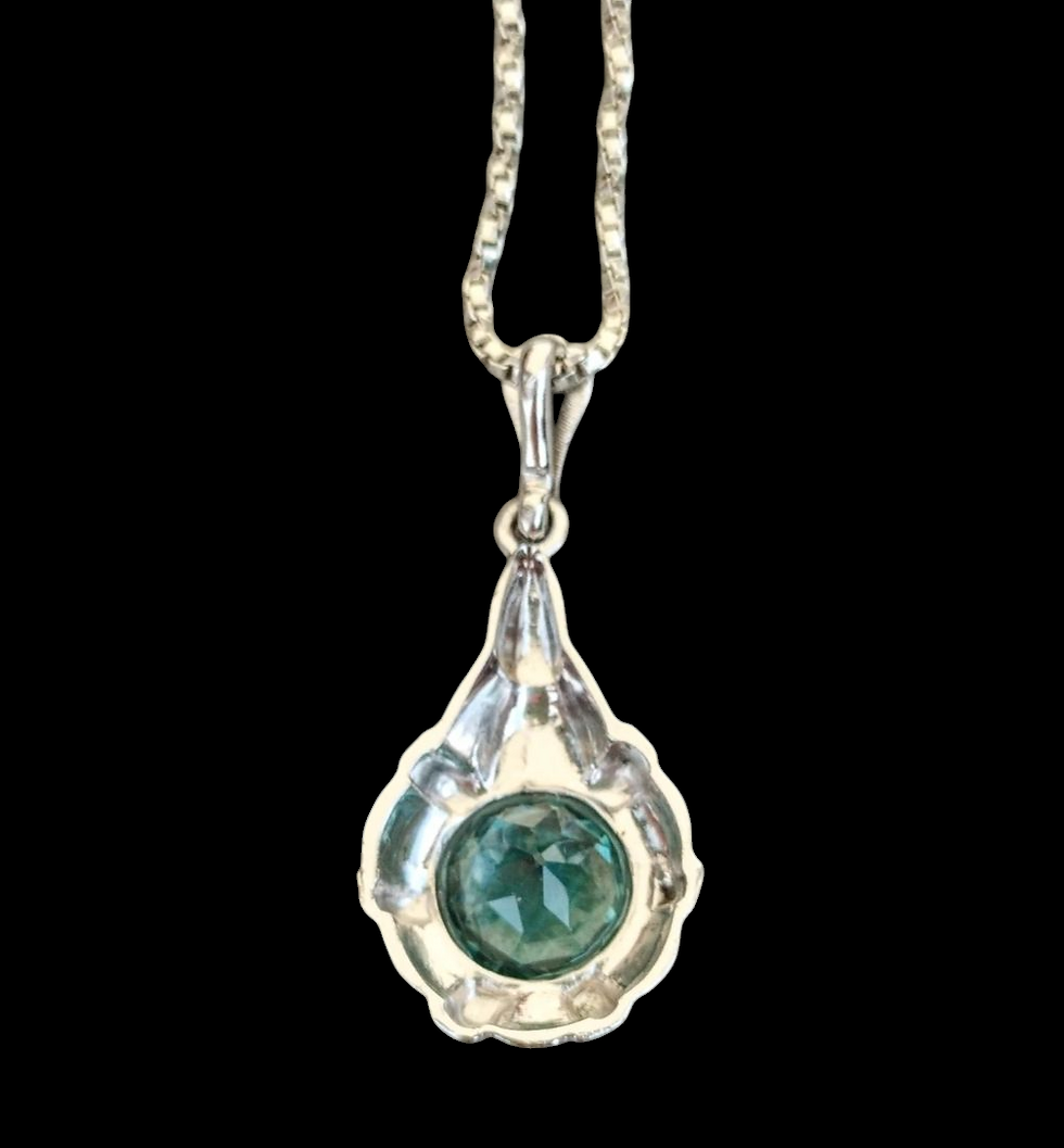Miniaturbild: Art Deco Silver Collier with syntetic Spinel