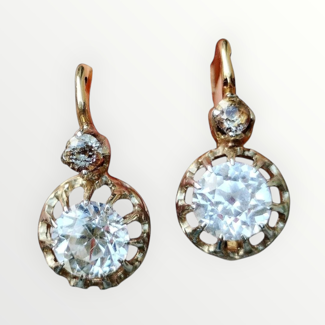 Antique Rock Crystal Earrings 18ct Gold