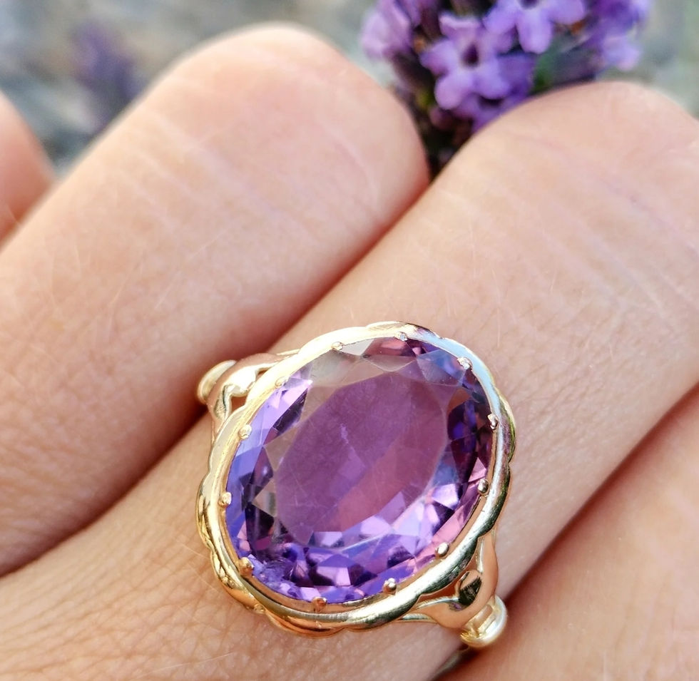 Miniaturbild: Sale! Antique Amethyst Ring 14ct Gold
