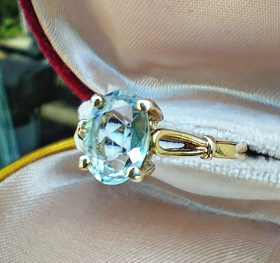 Miniaturbild: Antique Aquamarine 9ct Gold Ring