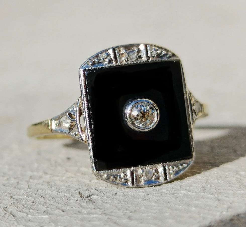 Miniaturbild: Antique Onyx Diamond Ring 14ct 585 Gold