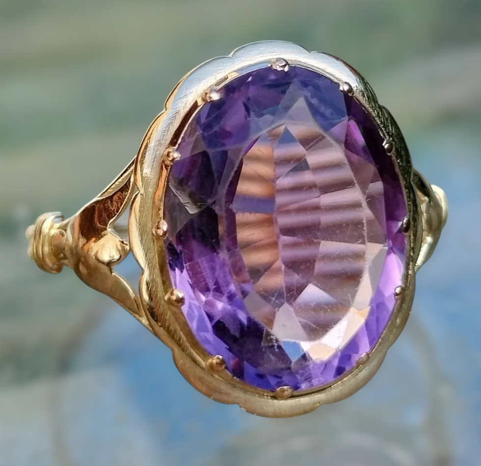 Miniaturbild: Sale! Antique Amethyst Ring 14ct Gold