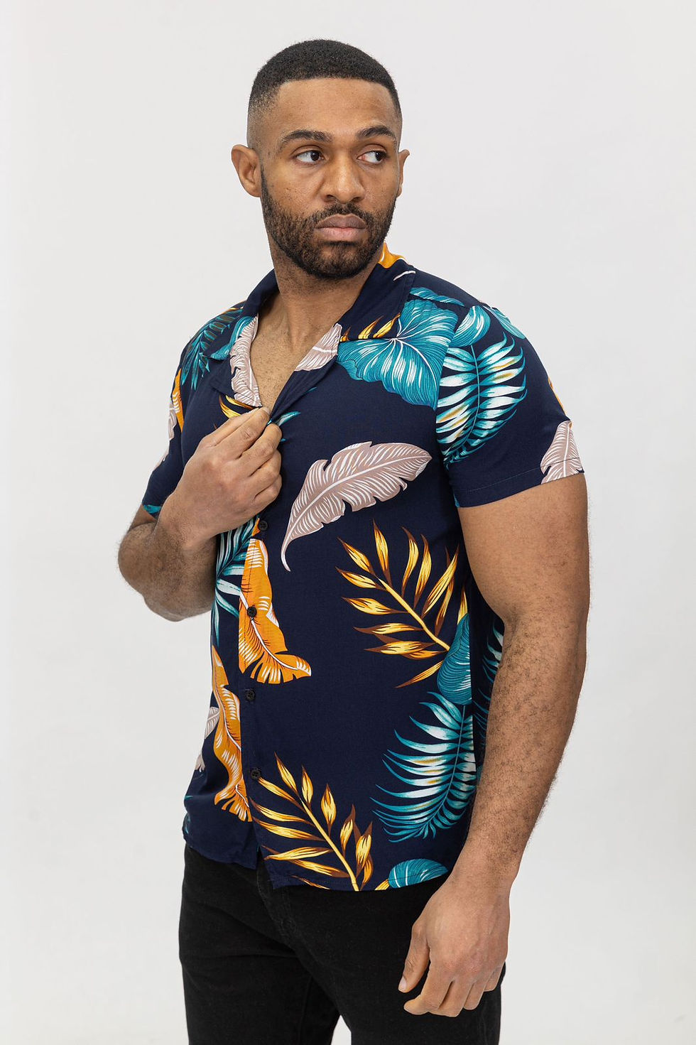 Chemise manches courtes Bleu Marine à motifs Floral