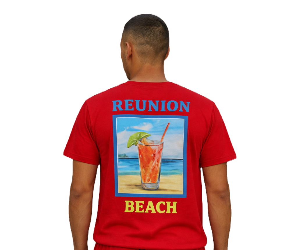 Ensemble short motifs "Réunion Beach" Rouge