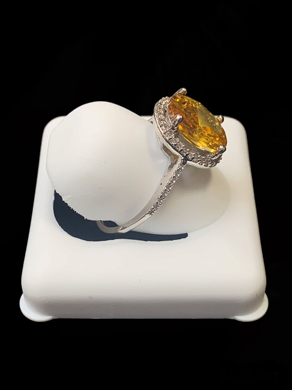 Thumbnail: Yellow Circle Stone Engagement Ring White Gold 10k