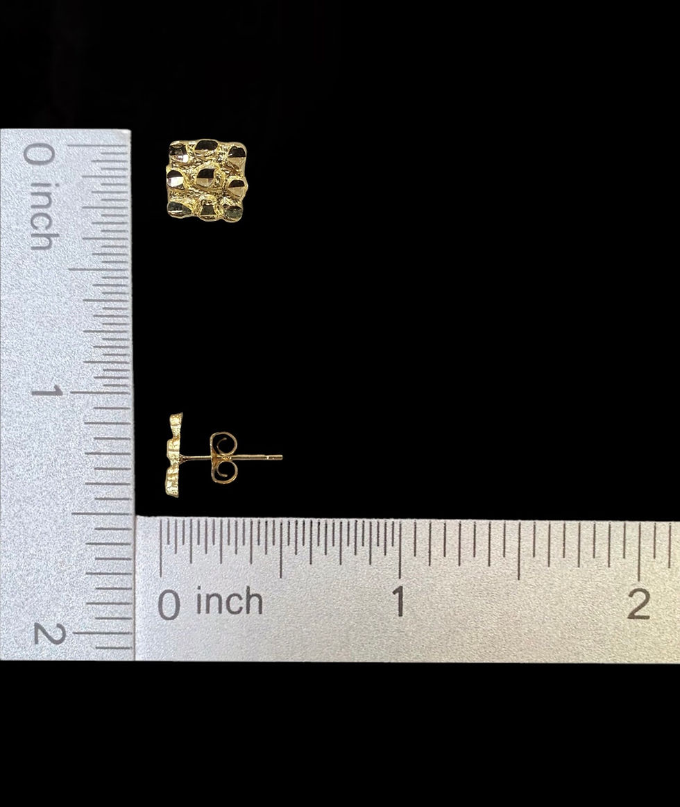 Miniatura: Square Nugget Stud Earrings Push Back Gold 10k