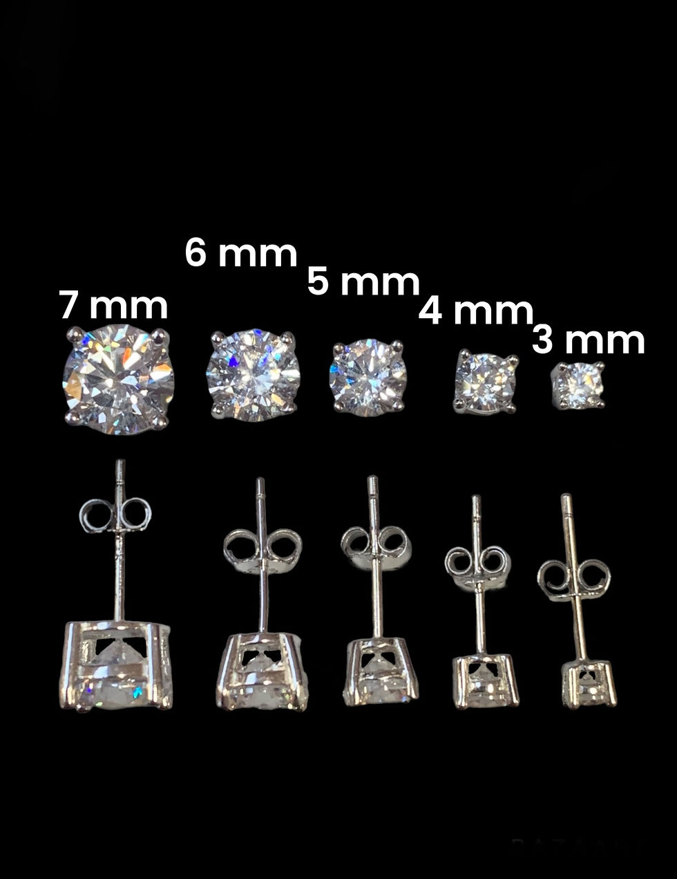 Thumbnail: White Circle Stone Stud Earrings Push Back Silver