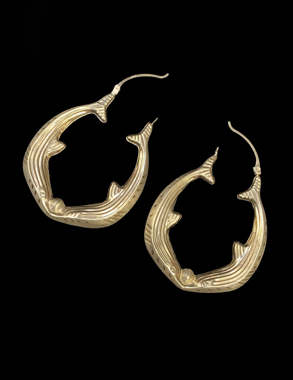 Miniatura: Large Dolphin Shape Hoop Earring Gold 10k