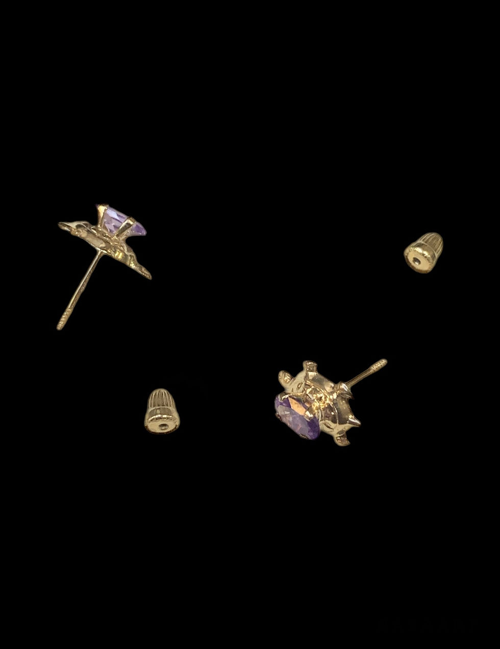 Thumbnail: Turtle Stud Earrings Screw Back Gold 10k
