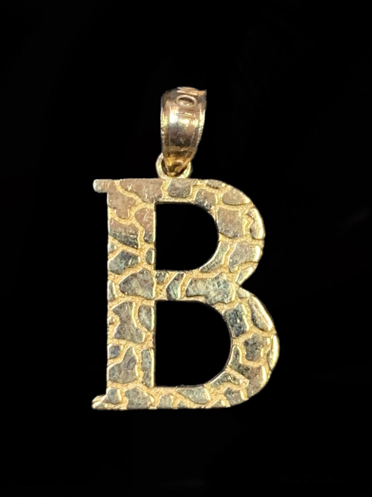 B Letter Pendants nugget style Gold 10k