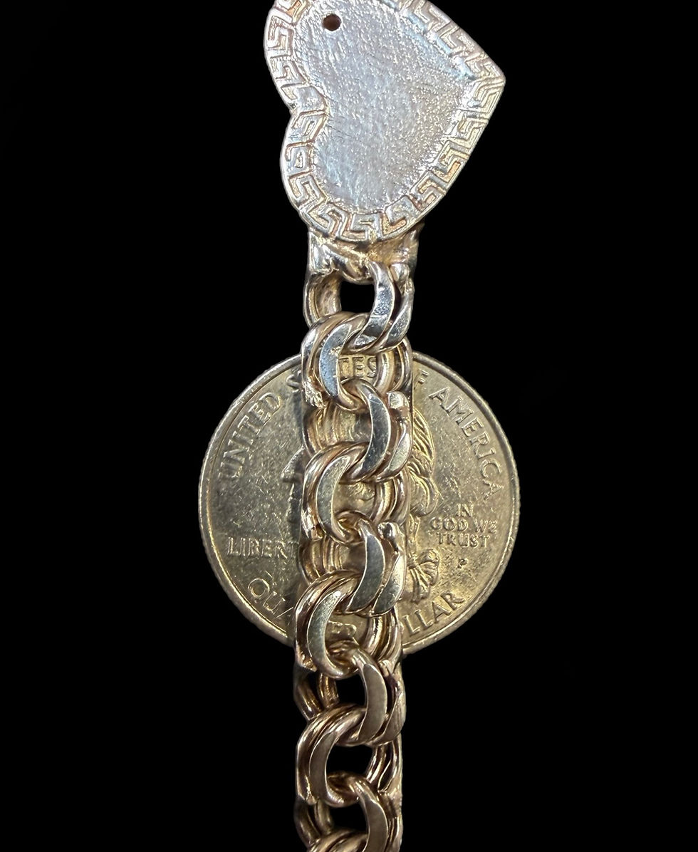 Thumbnail: 8 mm Heart Versace Style Chino Bracelet Silver