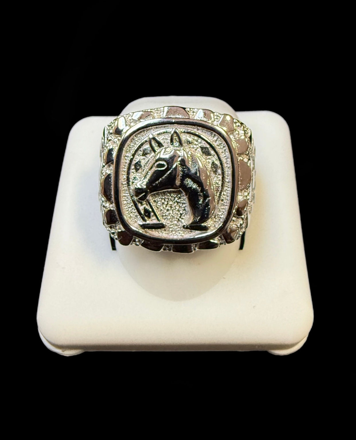 Horse Nugget Style Ring Silver