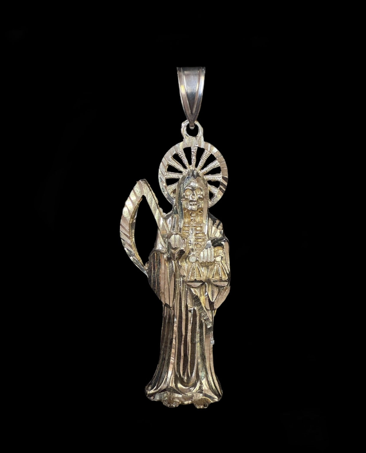 Santa Muerte Grim Reaper Pendant Gold 10k