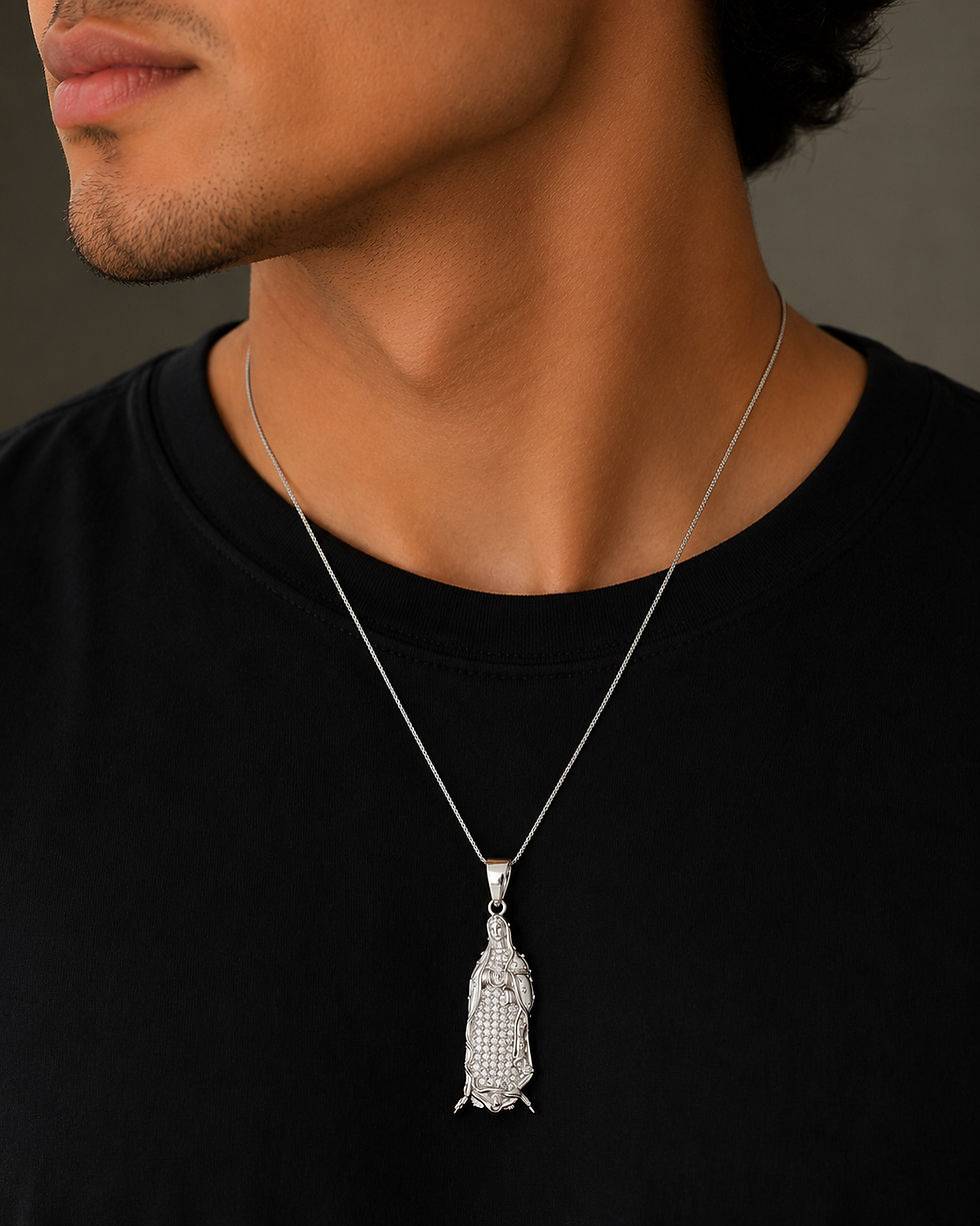 Miniatura: Virgin Mary Lady Guadalupe Pendant Silver