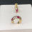 Miniatura: Extra Small Red and White Stone Hoop Earring Gold 10k