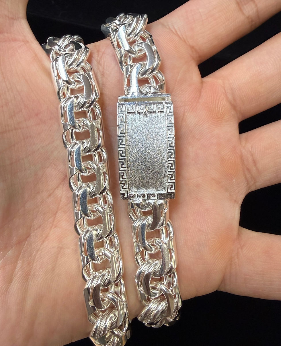 Thumbnail: 12.5 mm Versace Style Chino link Chain Silver