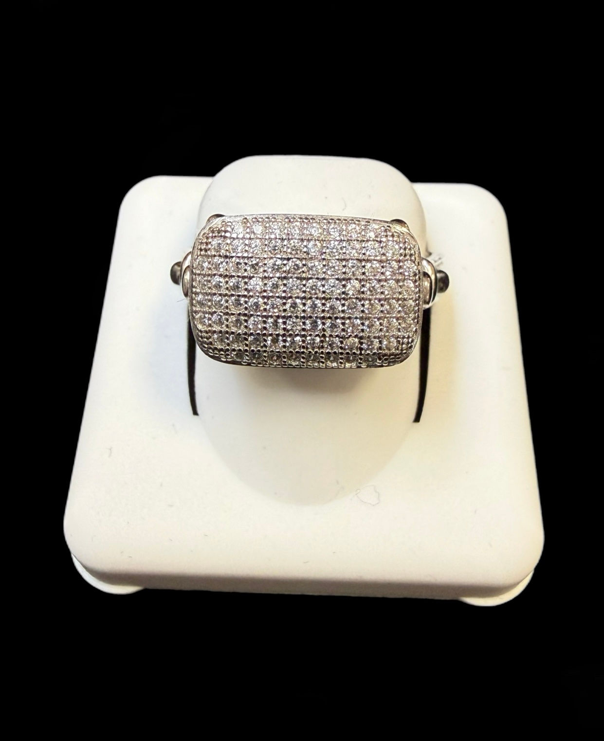 White Stone Engagement Ring Silver