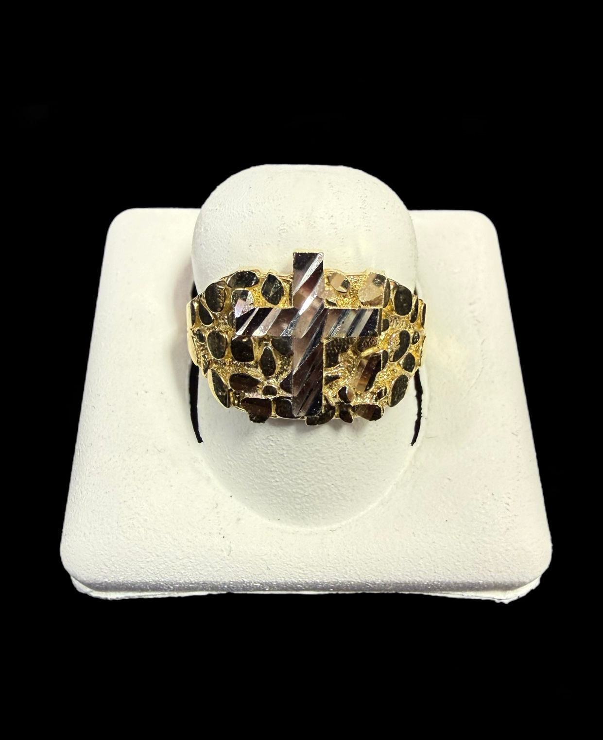 Cross Nugget Ring Gold 10k