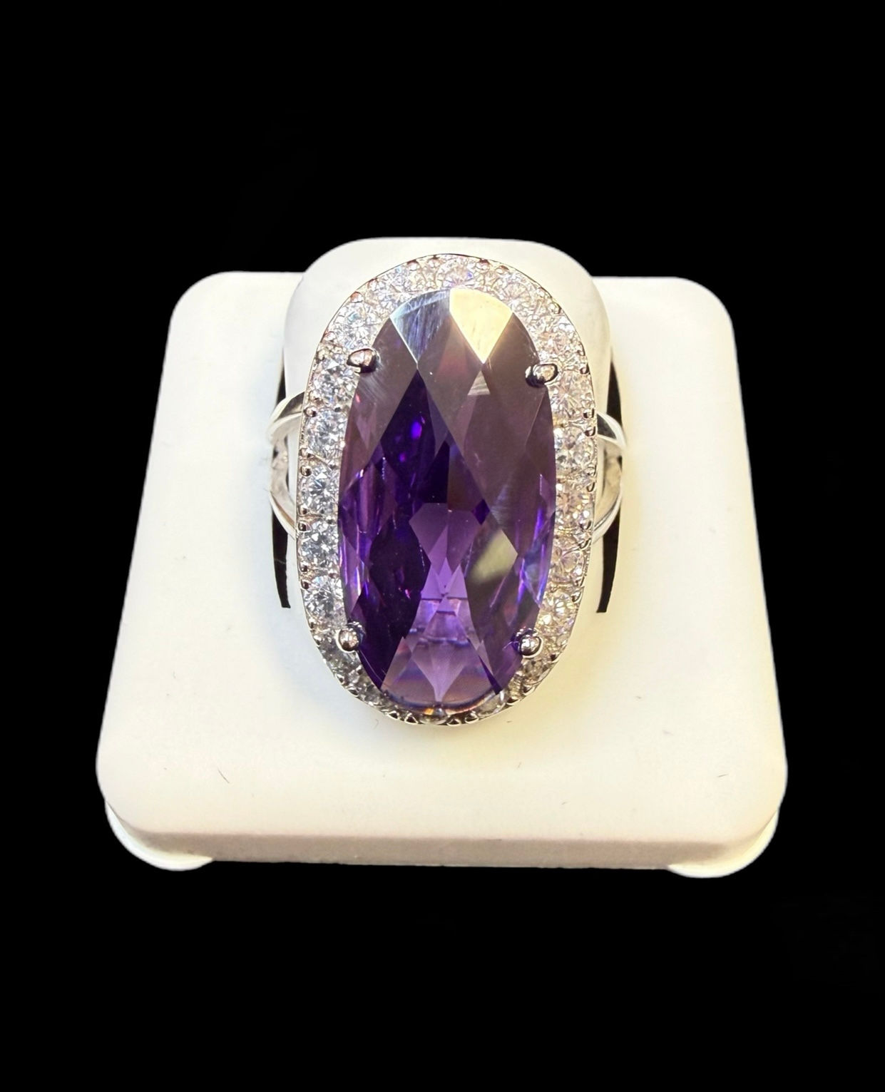 Purple Stone Engagement Ring Silver