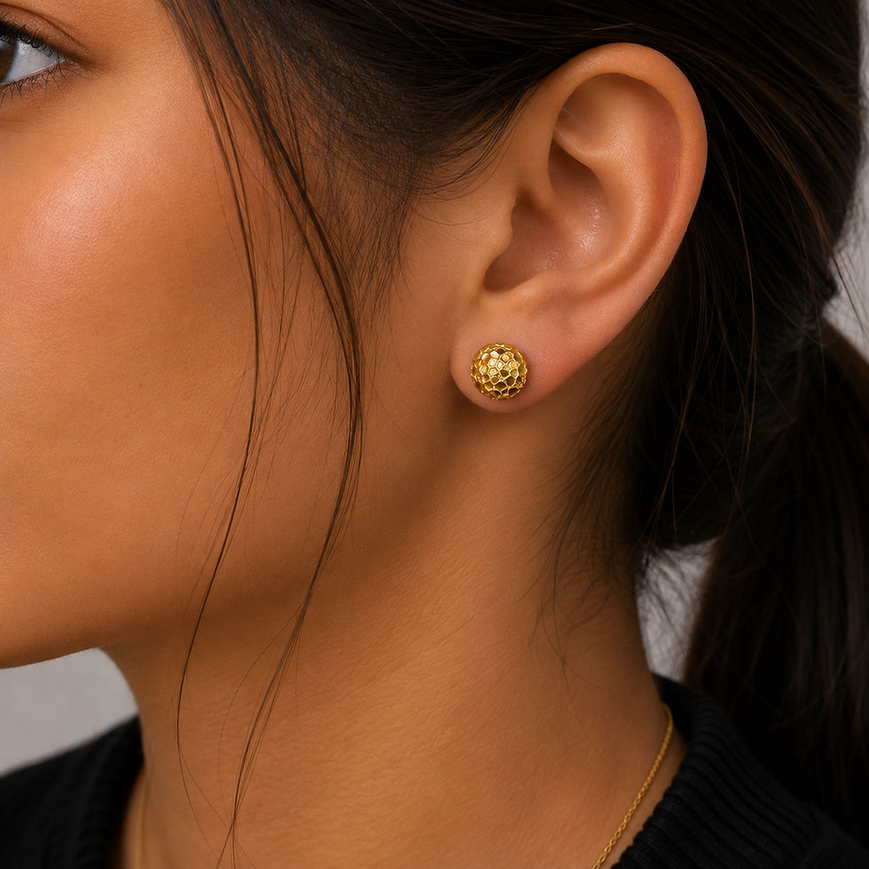 Thumbnail: 10 mm Circle Nugget Stud Earrings Push Back Gold 10k