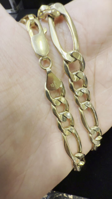 Miniatura: 12 mm Figaro Chain Gold 10k