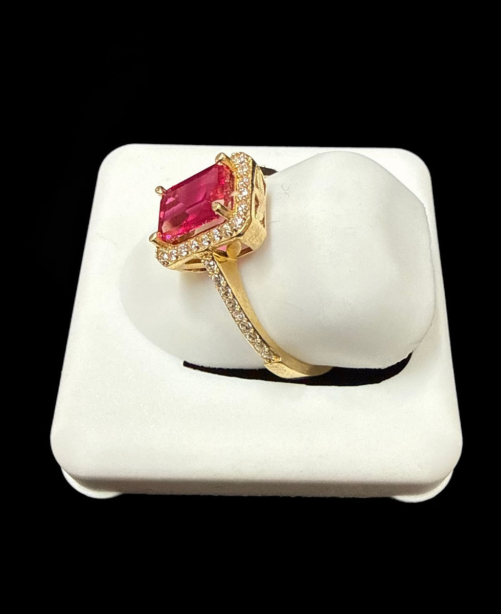 Miniatura: Red Square Stone Engagement Ring Gold 10k