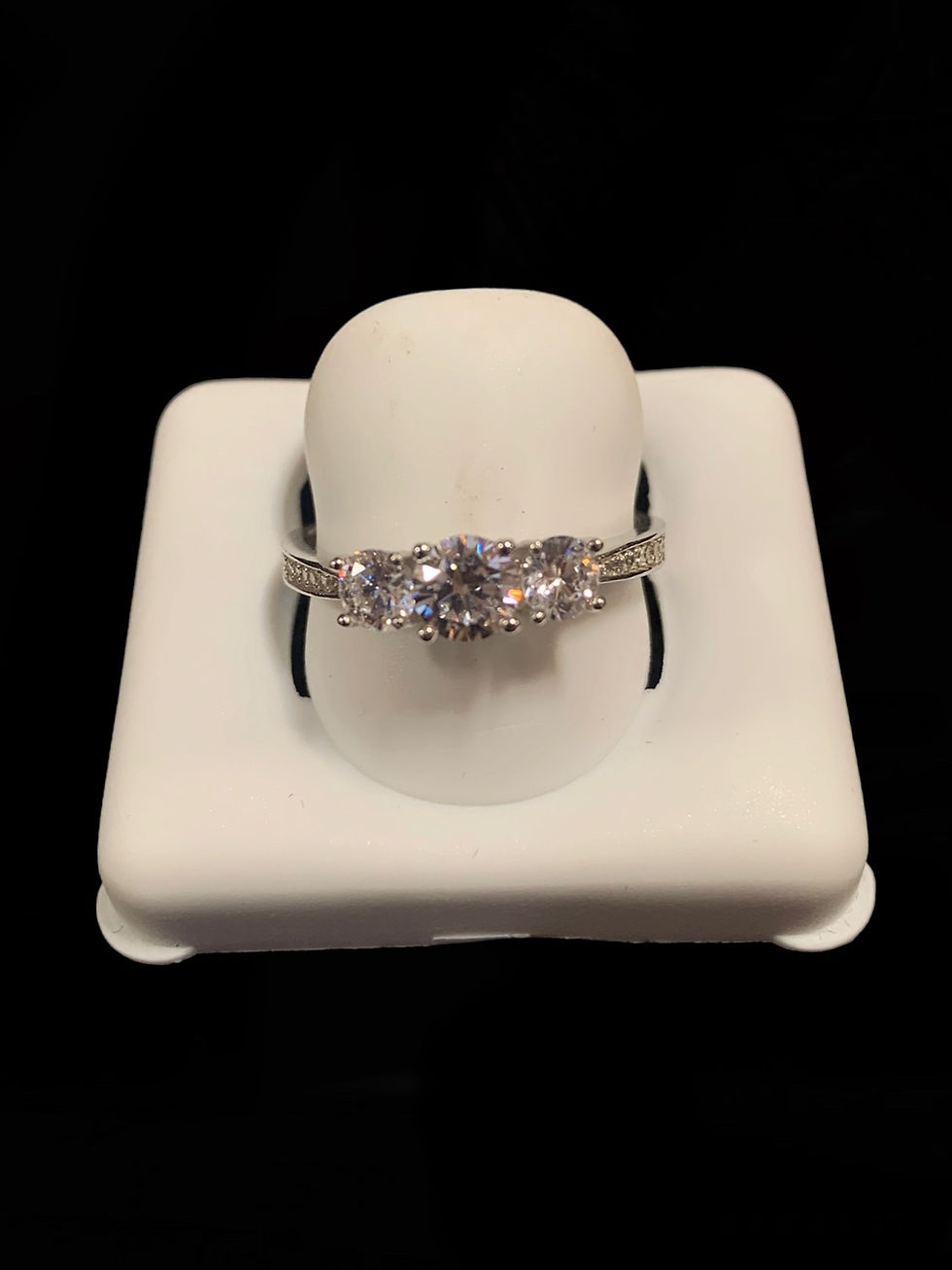 White Stone Engagement Ring Silver