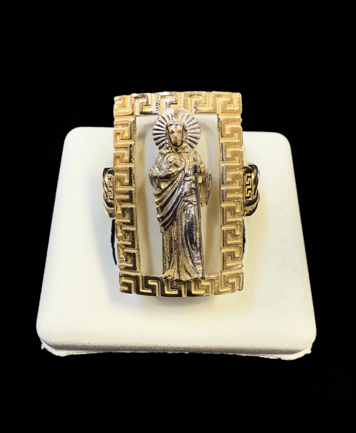 Saint Jude Versace Style Chino link Ring Gold 10k