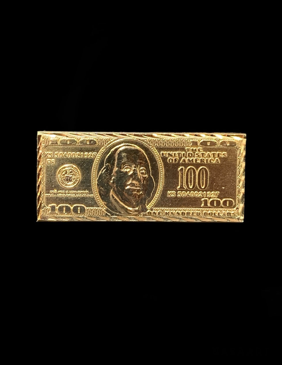 Thumbnail: $100 Dollar Bill 2 Finger Ring Gold 10k