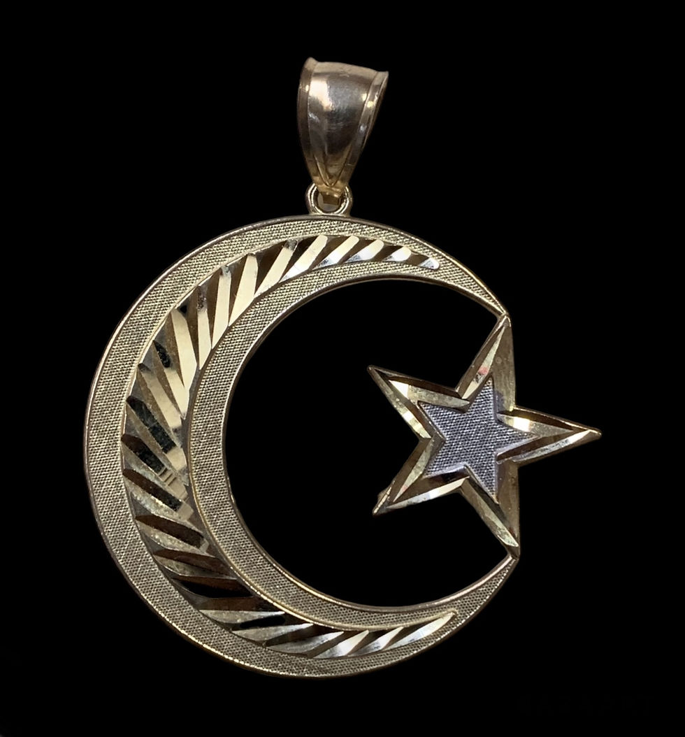 Crescent Moon And Star Pendant Gold 10k