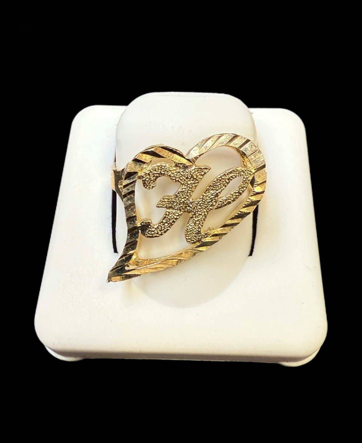 H Letter Heart Ring Gold 10k