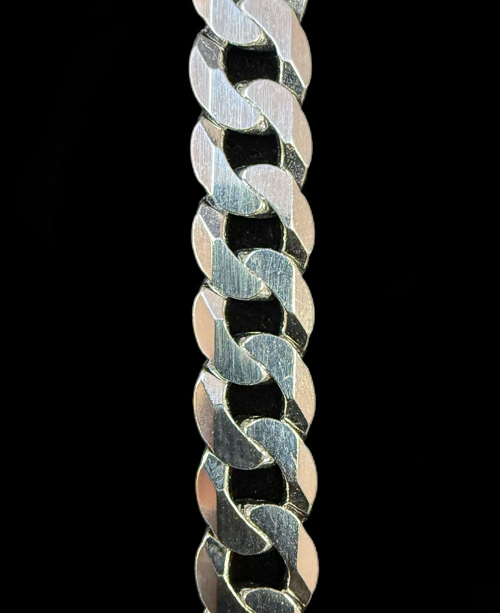 Miniatura: 7.5 mm Cuban Diamond Cut and Plain Cut Chain Silver