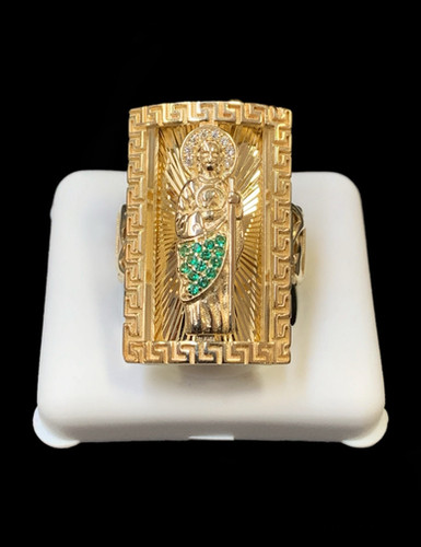 Saint Jude Versace Style Chino link Ring Gold 10k | Alijewelers