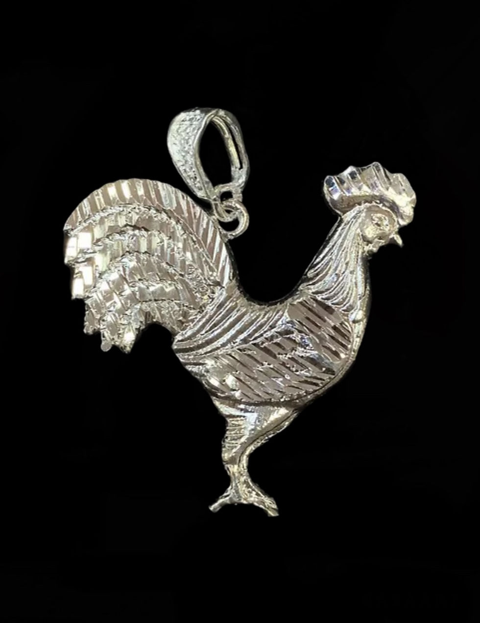 Rooster Chicken Pendant Silver