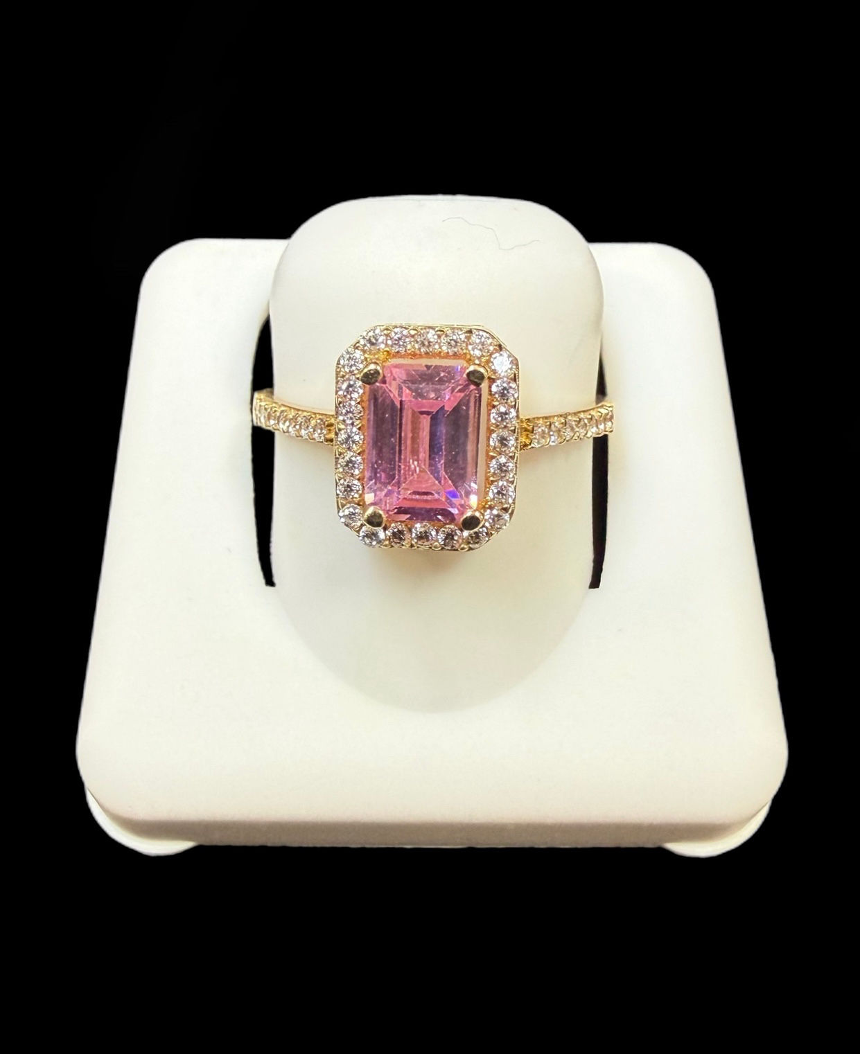 Pink Square Stone Engagement Ring Gold 10k