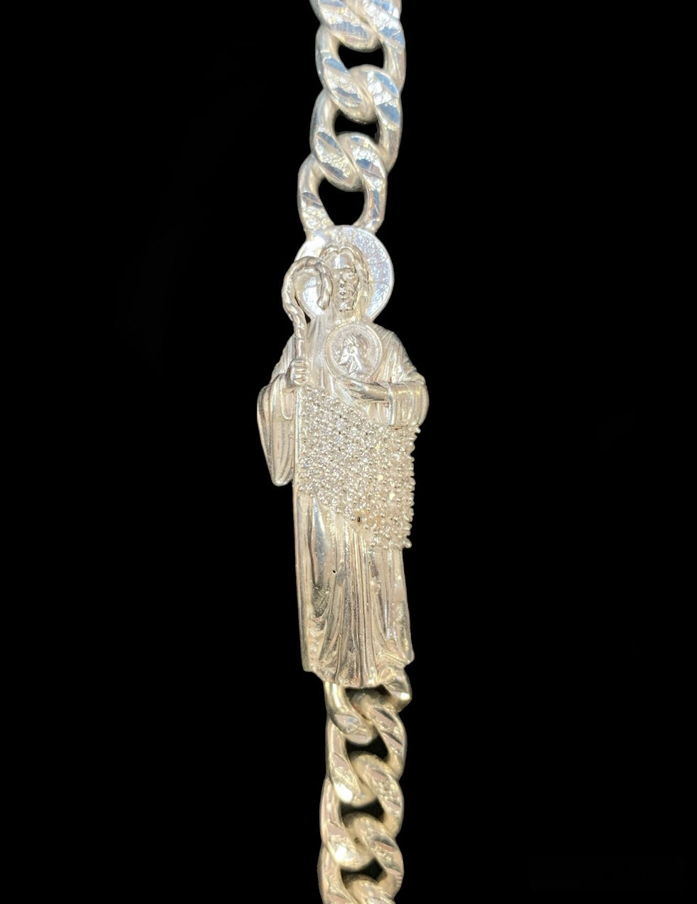 Miniatura: 9 mm Saint Jude Cuban Diamond Cut Bracelet Silver