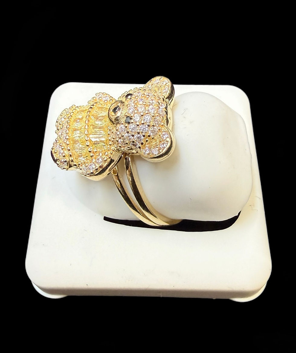 Miniatura: Teddy Bear Yellow Stone Ring Gold 10k