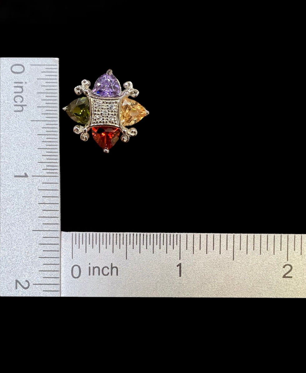 Thumbnail: Multi Colored Stone Engagement Ring Silver