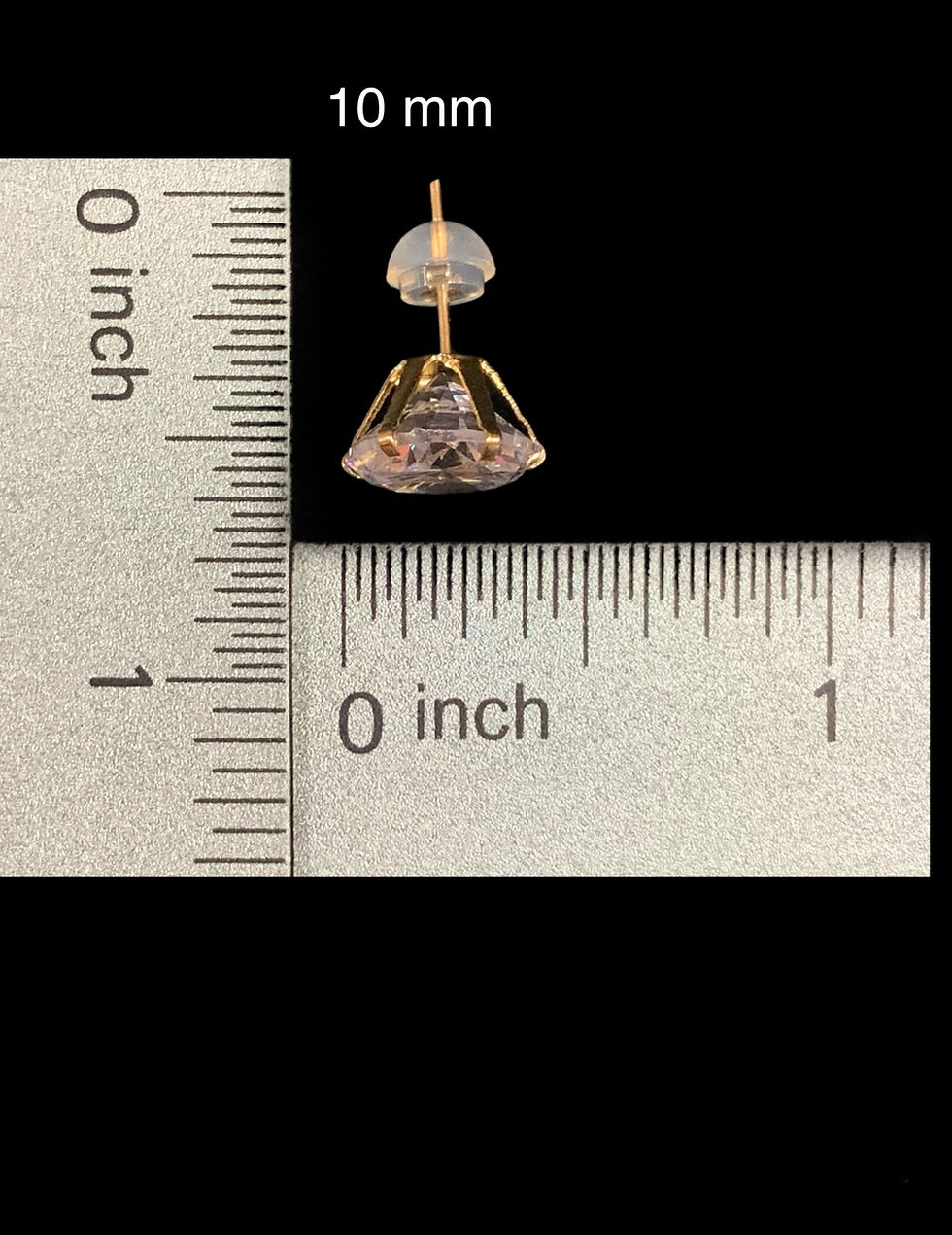 Thumbnail: White Circle Stone Stud Earrings Push Back Gold 10k