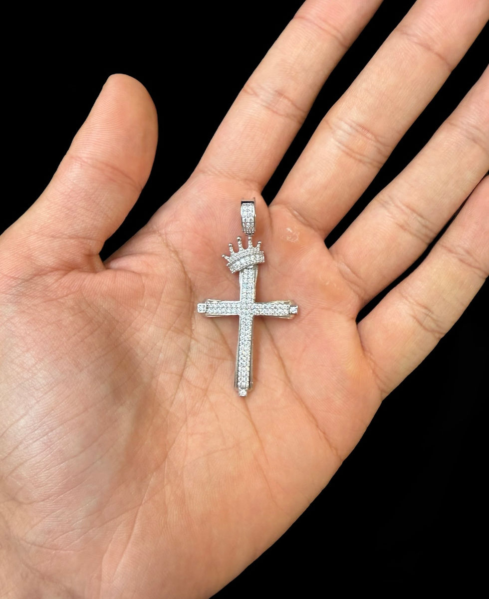 Thumbnail: Crown Cross Pendant Silver