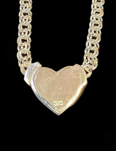 Miniatura: 6.5 mm Heart Versace Style Chino link Chain and Bracelet Set Silver 