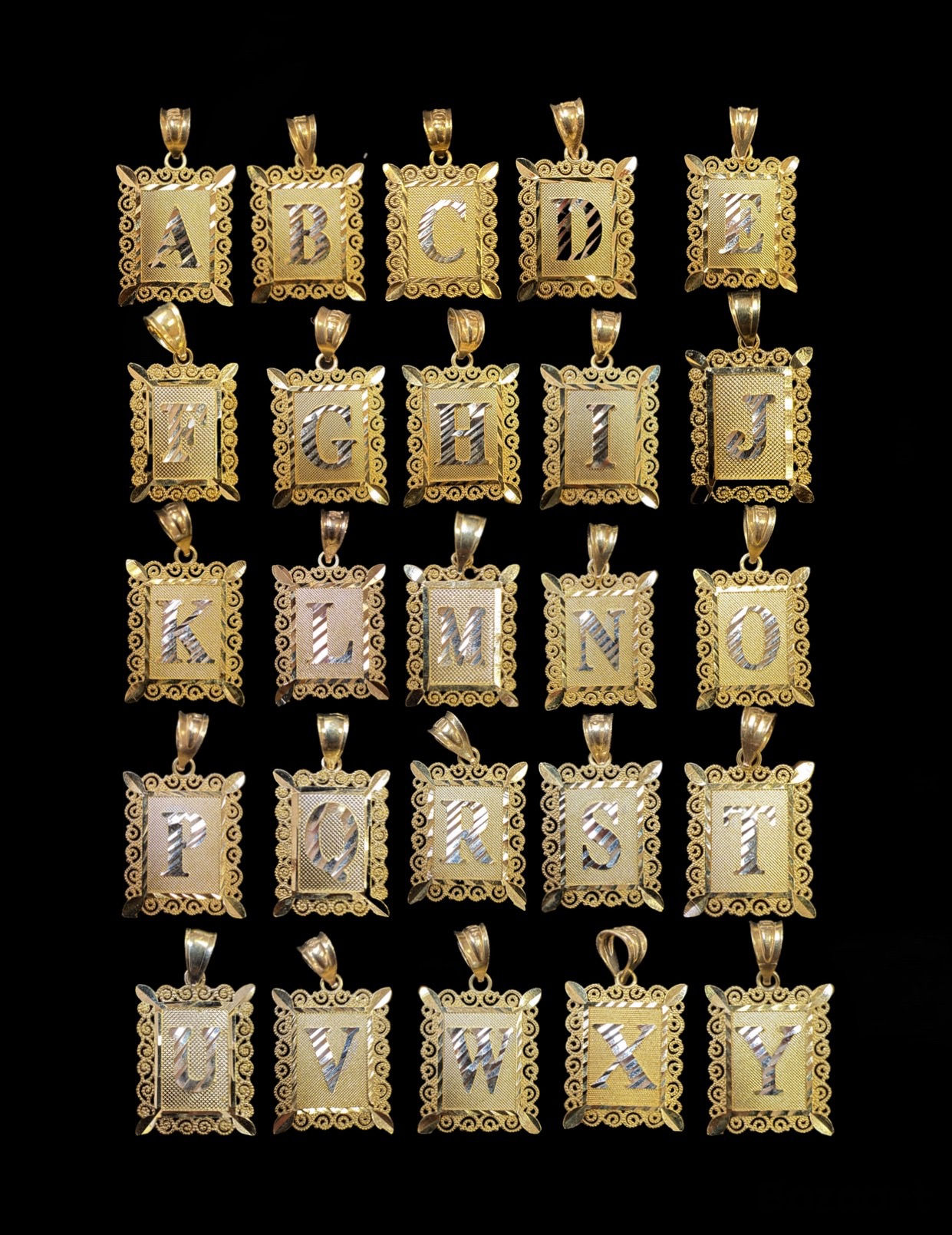 Initial Letter Pendants Gold 10k