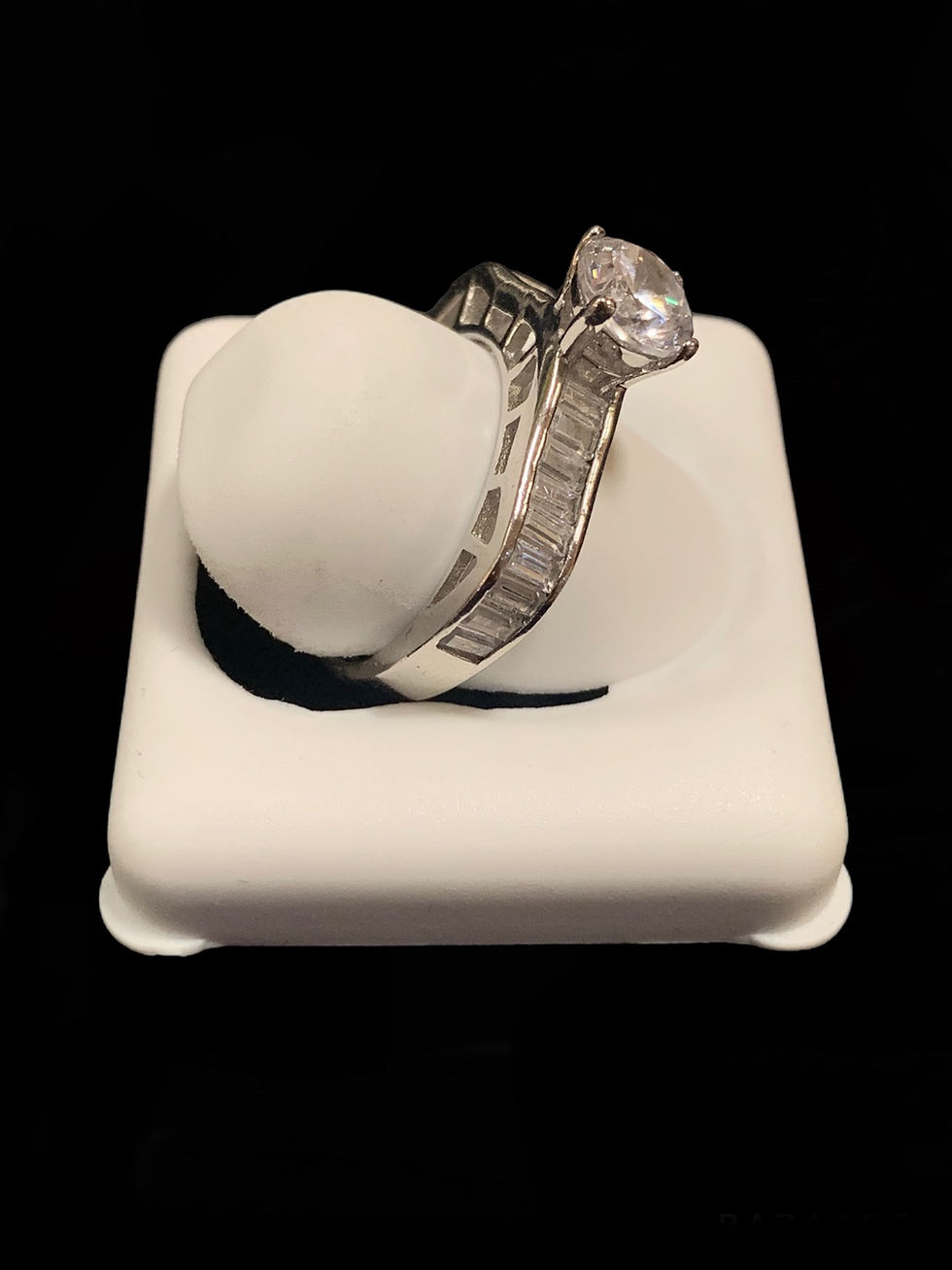 Thumbnail: White Stone Engagement Ring Silver