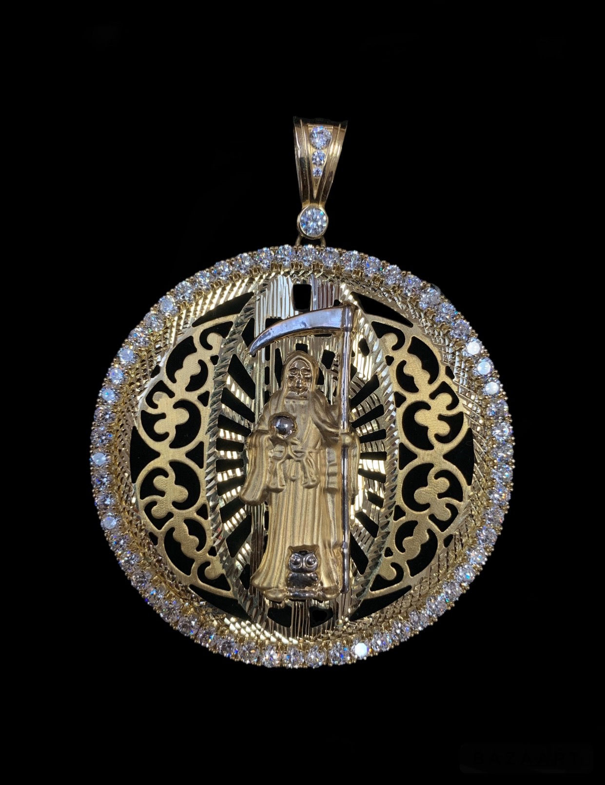 Santa Muerte Grim Reaper Pendant Gold 10k