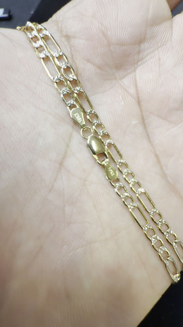Thumbnail: 3.5 mm Figaro Diamond Cut Chain Gold 10k