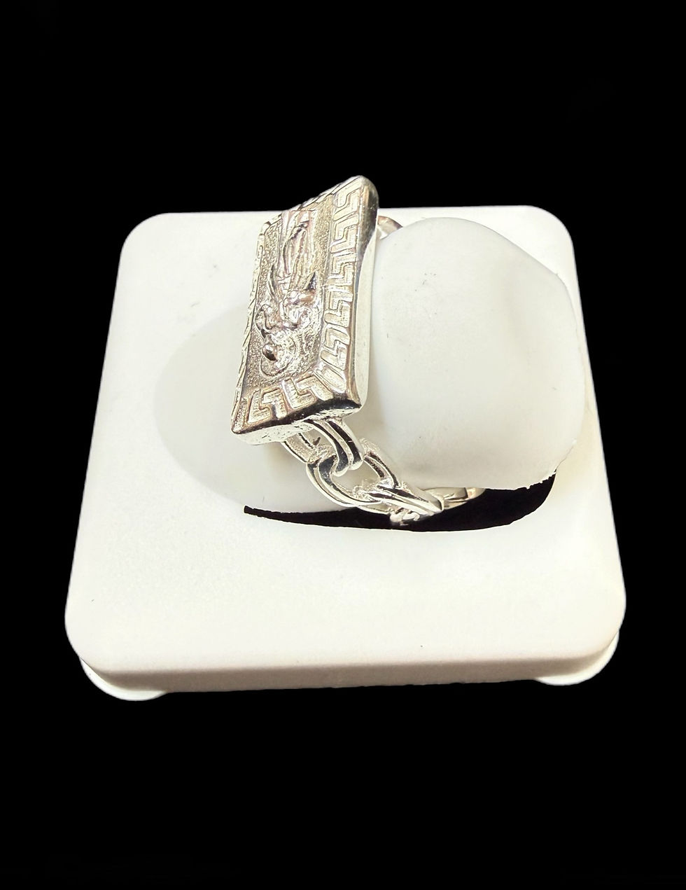 Thumbnail: Saint Jude Chino link Greek Style Ring Silver